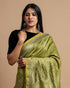 Olive Green Gold Print Chanderi Silk Saree (CHSAR08)